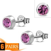 Pink Cubic Zirconia Silver Stud Earrings, e426st